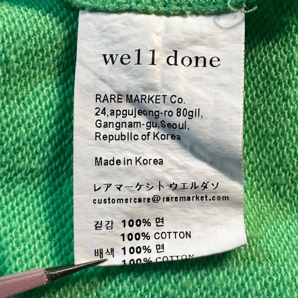 We11done Graphic Oversized Small Ex-Boyfriend Green Hooded T-Shirt/Sweatshirt - Picture 9 of 9